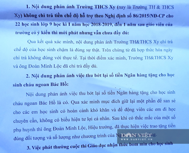 Quảng Trị: Hiệu trưởng bớt xén tiền thưởng và “ém” tiền hỗ trợ học sinh nghèo - Ảnh 1.