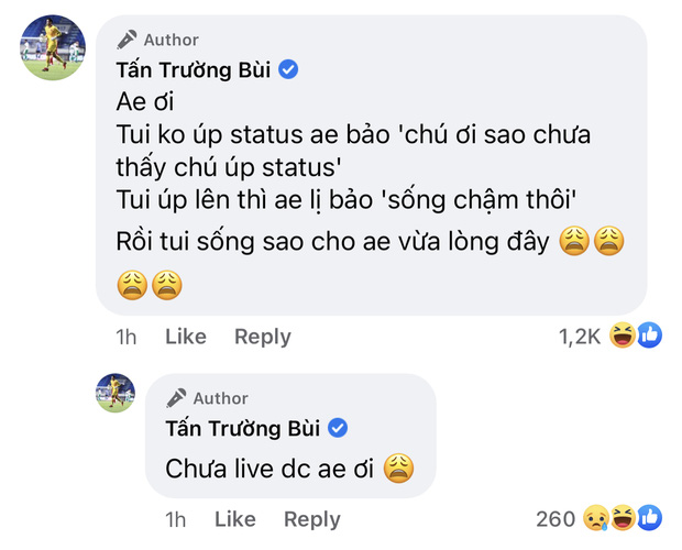 Vừa đăng ảnh cute mà đồng đội hùa nhau vào khịa, ông chú Tấn Trường dỗi: Rồi tui sống sao? - Ảnh 6.