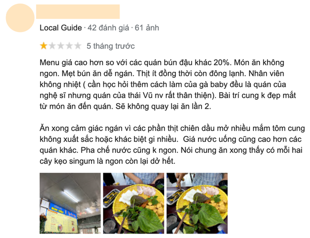 Xôn xao bài đăng tố bún đậu mắm tôm của Mạc Văn Khoa có gián, giá cao hơn 20% chỗ khác nhưng dùng thịt đông lạnh, suất ăn quá ít? - Ảnh 5.