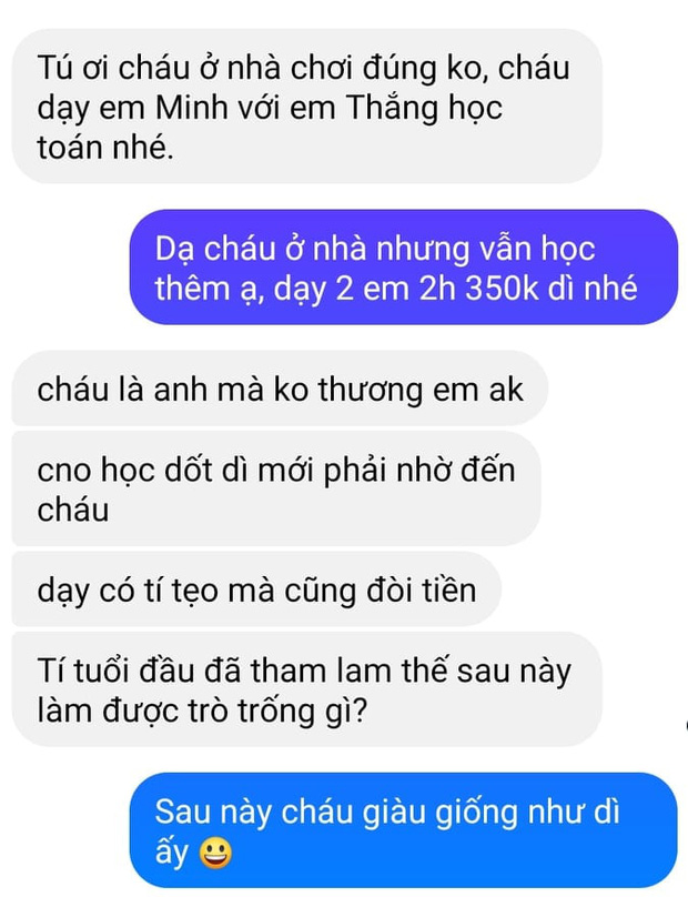 Gia sư 2 đứa cháu nhưng không được trả tiền, nam sinh Bách khoa đáp trả 1 câu gay gắt khiến người dì nóng mặt - Ảnh 1.