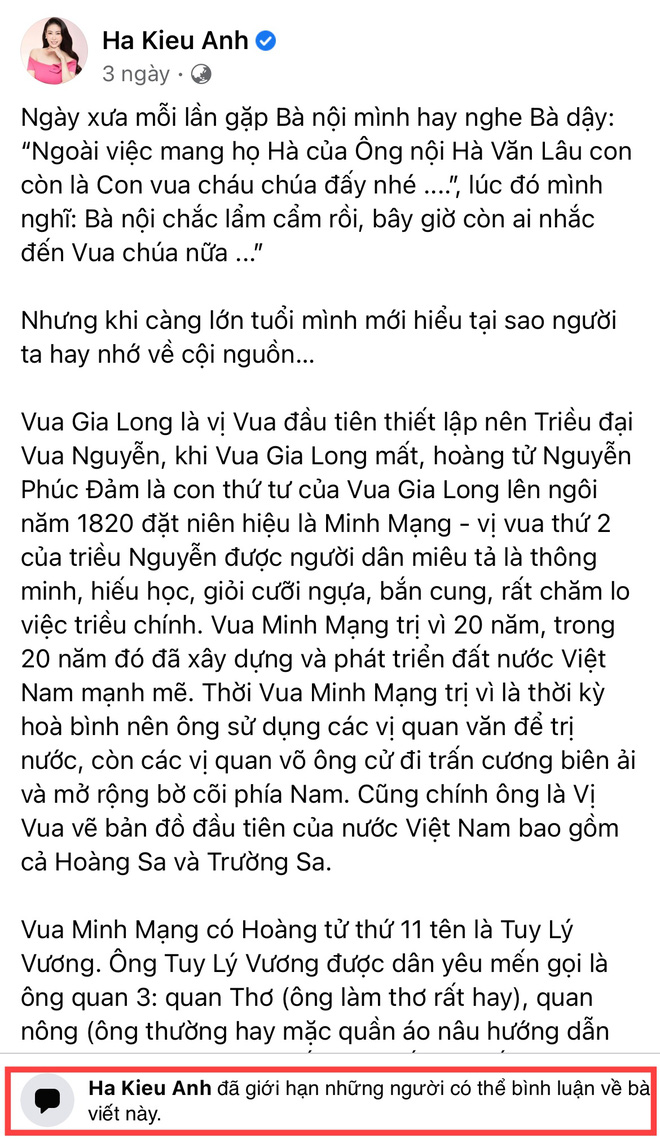 Động thái thẳng tay của Hà Kiều Anh khi bị netizen bão công kích Facebook vì vụ ồn ào công chúa đời thứ 7 triều Nguyễn - Ảnh 1.