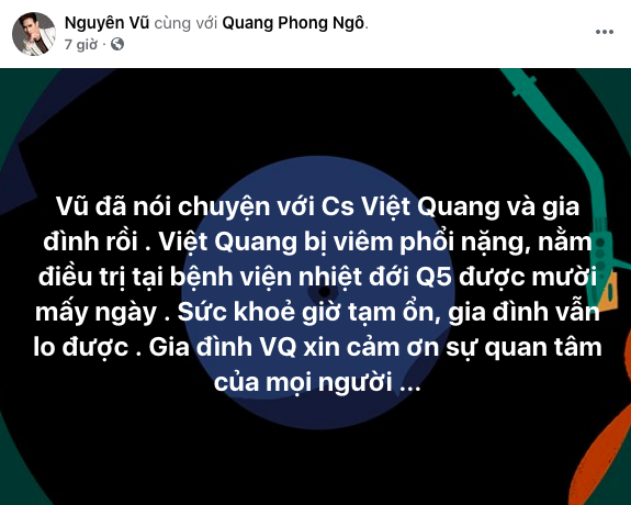 Sao Việt xót xa khi nghe tin ca sĩ Việt Quang sức khỏe suy yếu, liên tục mê sảng - Ảnh 5.