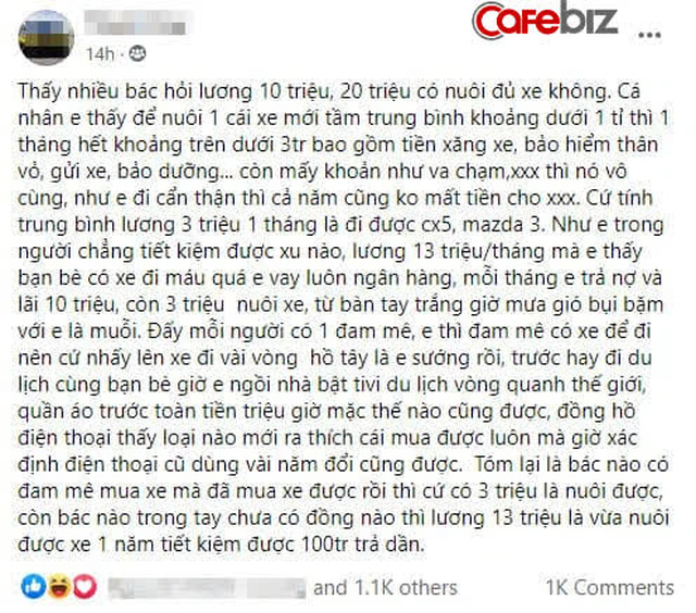 Anh chàng lương 13 triệu vẫn liều vay ngân hàng mua ô tô, mỗi tháng bỏ 10 triệu trả nợ gốc và lãi: Cái xe nuốt chúng ta vì bệnh sĩ! - Ảnh 1.