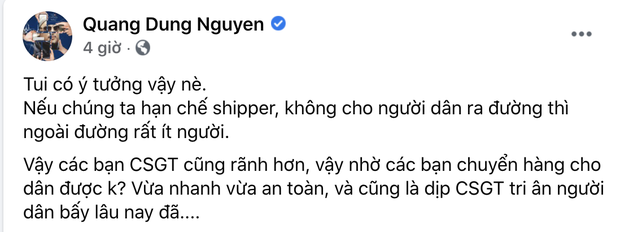 Đạo diễn Nguyễn Quang Dũng phản ứng ra sao sau khi bị chỉ trích vì đề xuất CSGT làm shipper giữa mùa dịch tại TP.HCM? - Ảnh 2.