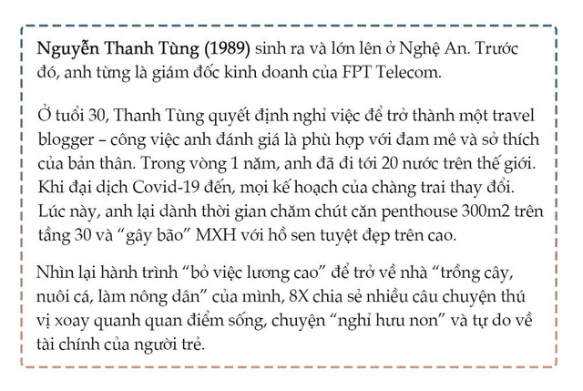 8X xứ Nghệ thu nhập 120 triệu đồng/tháng quyết bỏ chức giám đốc về trồng cây, nuôi cá: Đi làm có tiền nhưng rất gò bó, tôi mất 6 năm để tự do tài chính và chủ động cuộc sống - Ảnh 1.