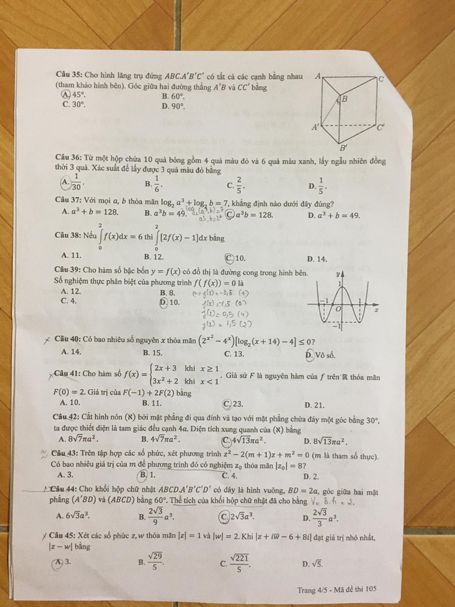 Đáp án các mã đề môn Toán thi tốt nghiệp THPT; TP.HCM có 3 điểm thi ghi nhận thí sinh dương tính COVID-19 - Ảnh 8. Đáp án các mã đề môn Toán thi tốt nghiệp THPT; TP.HCM có 3 điểm thi ghi nhận thí sinh dương tính COVID-19 - Ảnh 8.