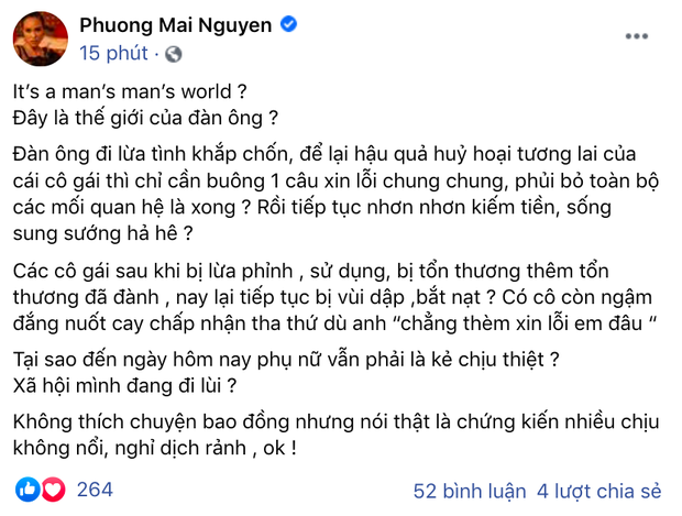 MC Phương Mai phát ngôn gắt sau lời xin lỗi của Jack: Đàn ông đi lừa tình khắp chốn rồi nhơn nhơn kiếm tiền sống sung sướng? - Ảnh 1.