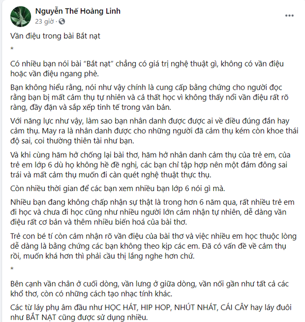 Bài thơ Bắt nạt trong Ngữ văn lớp 6 mới bị chê dở, không xứng vào SGK, tác giả lên tiếng thế nào mà vẫn gây phẫn nộ? - Ảnh 3.