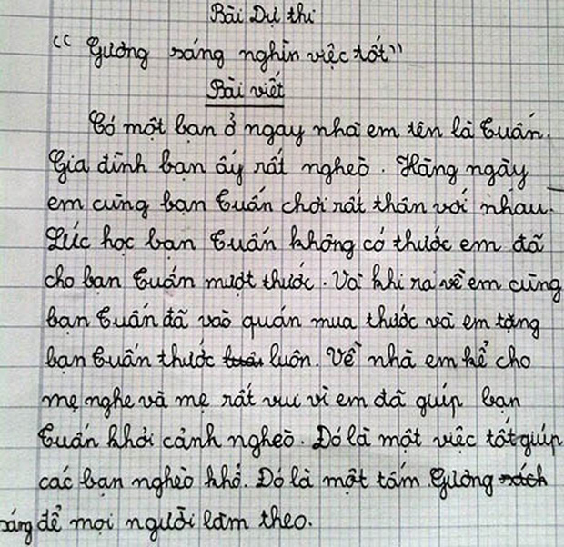 Cậu nhóc lớp 4 làm văn tự kể về chính mình, đọc đoạn kết lầy đến mức khiến cả cô giáo lẫn dân mạng ôm bụng cười lăn - Ảnh 1.