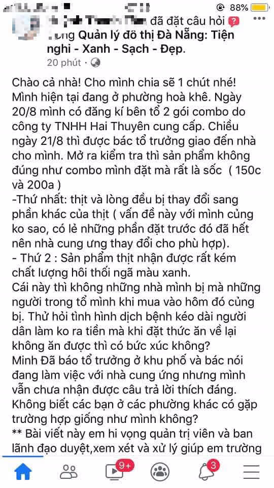 Vụ dân tố giao thịt kém chất lượng ở Đà Nẵng: Hoàn tiền, tạm dừng việc bán thực phẩm về phường - Ảnh 1.