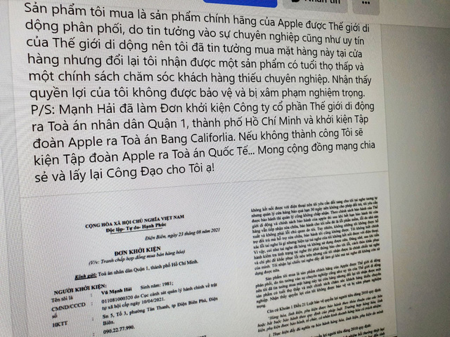 Tai nghe hỏng, hết hạn bảo hành, người dùng ở Điện Biên gửi đơn kiện Apple, Thế Giới Di Động - Ảnh 1.