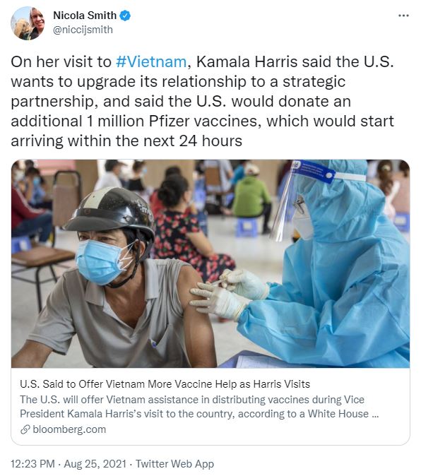 Phó Tổng thống Kamala Harris: Mỹ viện trợ thêm 1 triệu liều vaccine Pfizer cho Việt Nam, đến trong 24 giờ - Ảnh 2.