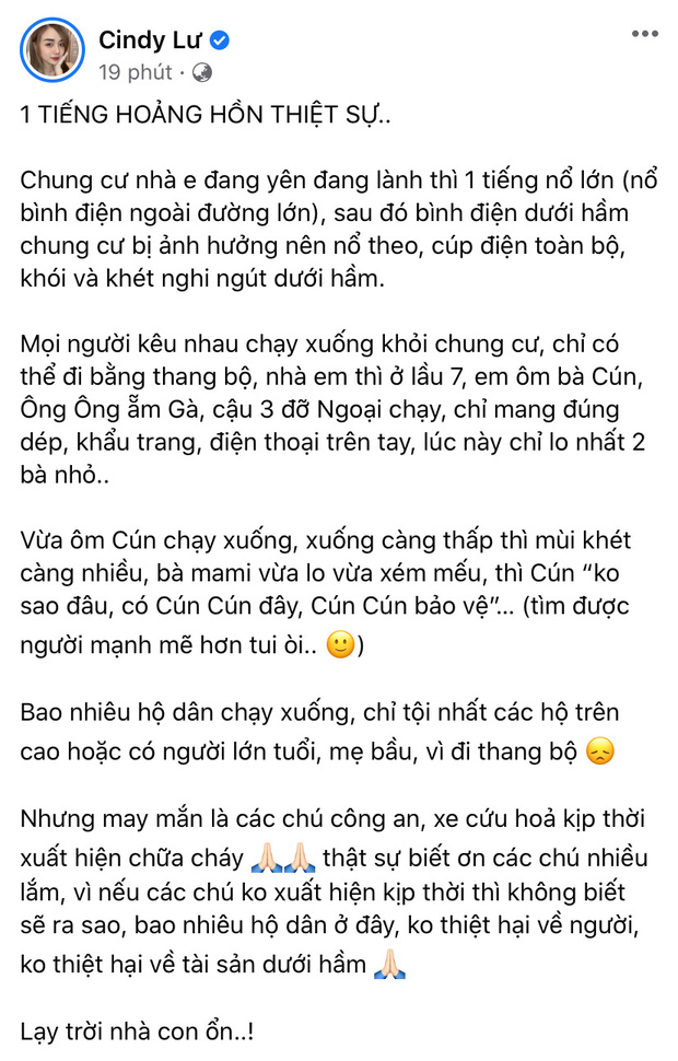 Nửa đêm vợ cũ Hoài Lâm ôm 2 con tháo chạy khỏi chung cư, trải qua 1 tiếng hoảng hồn vì vụ nổ nguy hiểm - Ảnh 1.