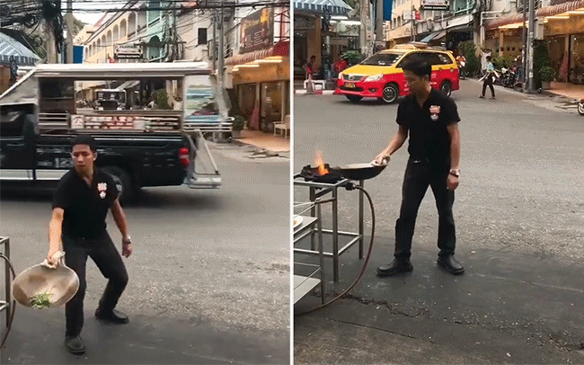 Khi cả đầu bếp và nhân viên quán ăn đều biết múa võ: Thực khách không chỉ được ăn mà còn được xem xiếc thế này đây! - Ảnh 1.