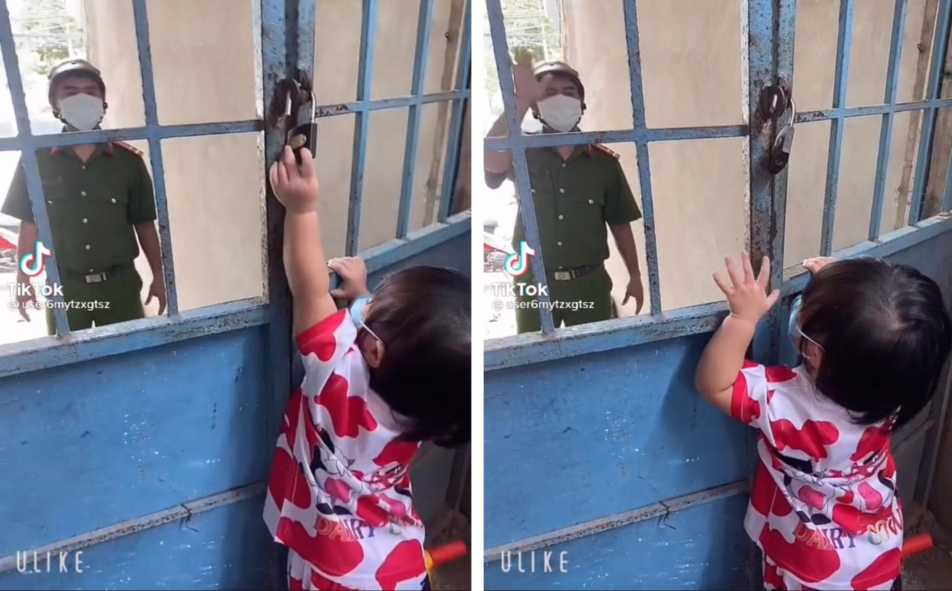 Chiến sĩ công an đi chống dịch qua thăm nhà, con gái tưởng mẹ "nhốt" cha bên ngoài vội có hành động bất ngờ