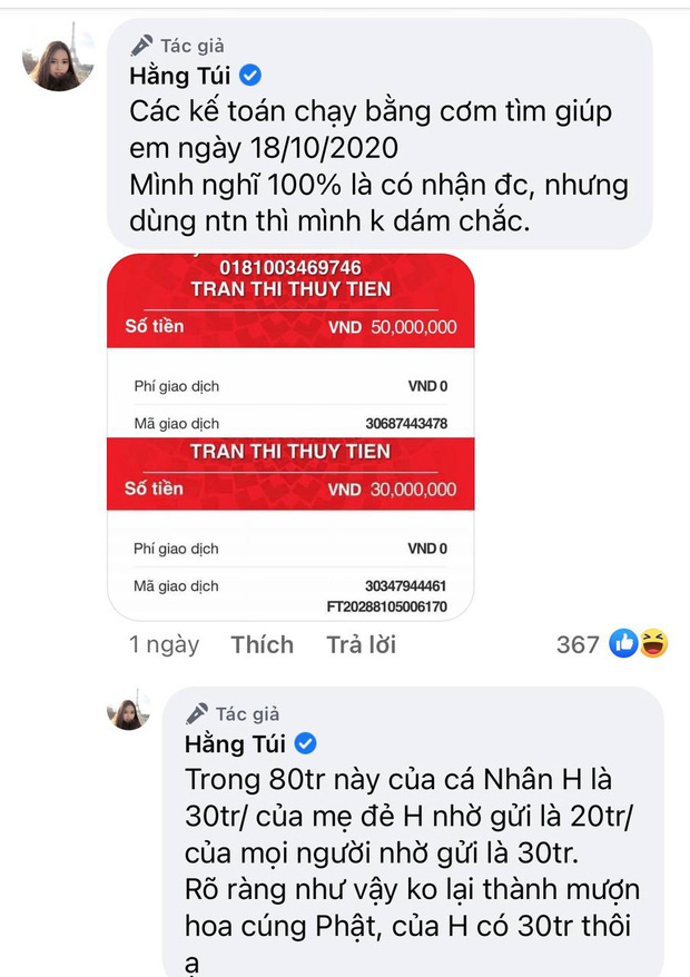 Hằng Túi lên tiếng khi bị mắng “ké fame” Thuỷ Tiên, trong vụ nhờ netizen tìm giúp 80 triệu đã chuyển khoản từ thiện - Ảnh 1.