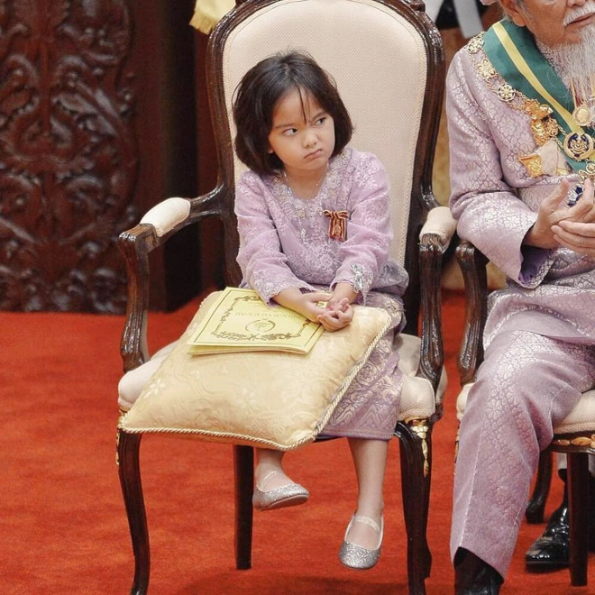 Tiểu mỹ nhân của Hoàng gia Malaysia: Công chúa sinh ra trên núi vàng, gây sốt với loạt biểu cảm khó ở và càng lớn càng xinh - Ảnh 3.