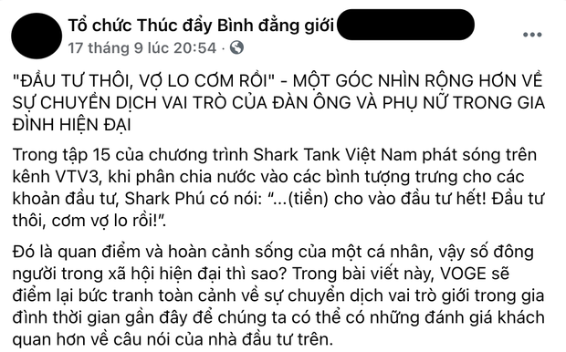 Shark Phú lại vướng lùm xùm vì phát ngôn bị cho là ngầm trói phụ nữ vào việc bếp núc, định kiến giới: Thực hư ra sao quý zị ơi? - Ảnh 4.