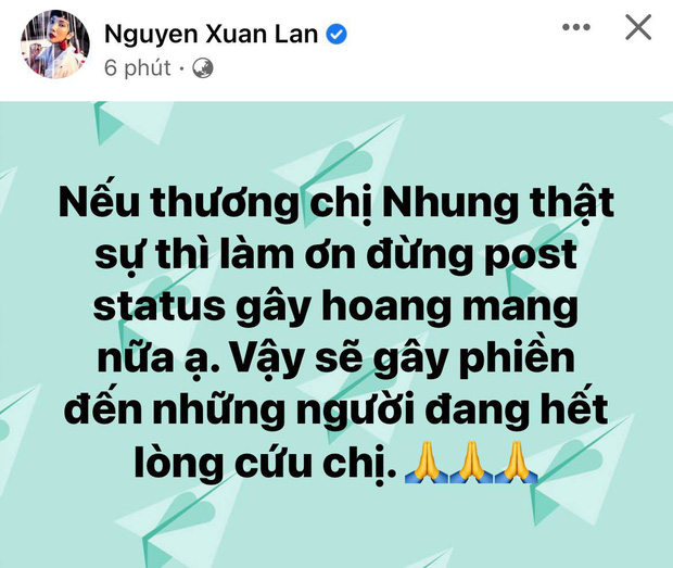 Xuân Lan bức xúc vì có người loan tin về sức khoẻ Phi Nhung gây hoang mang, bất chấp chỉ để lấy tương tác trên MXH - Ảnh 1.