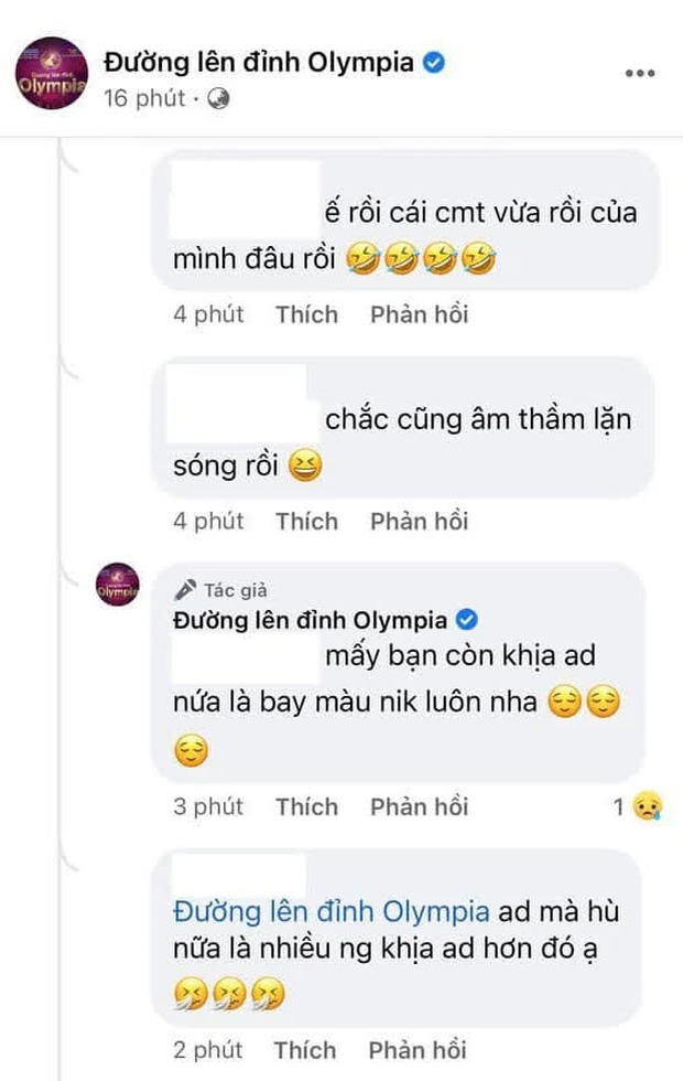 Fanpage Đường Lên Đỉnh Olympia doạ cho netizen “bay màu” nếu nhắc điều này dưới bài đăng về vụ thay MC - Ảnh 4.