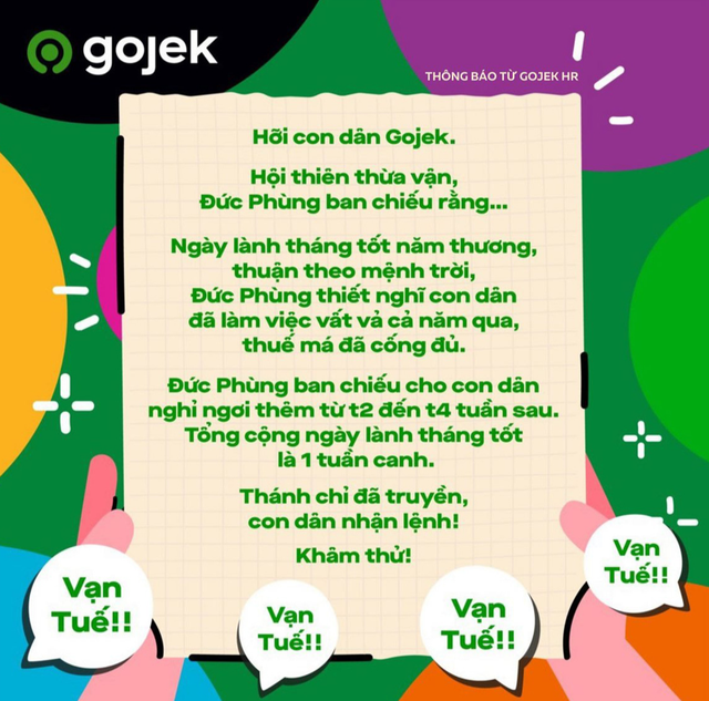 CEO Gojek cho nhân viên nghỉ lễ 2/9 một tuần, hưởng nguyên lương - Ảnh 1.