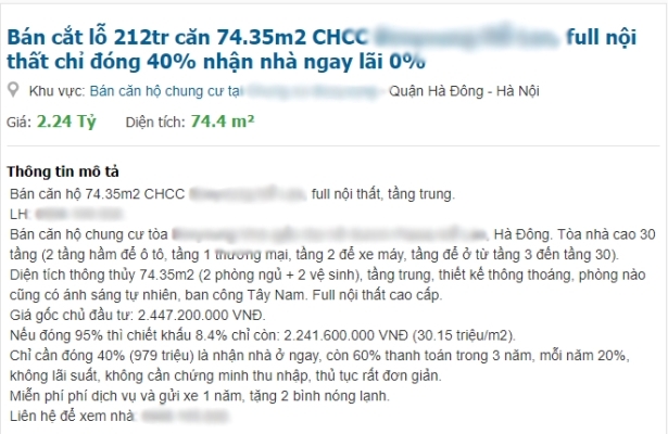 Rầm rập bán cắt lỗ chung cư hàng trăm triệu: Chiêu hút khách vào rọ - Ảnh 2.