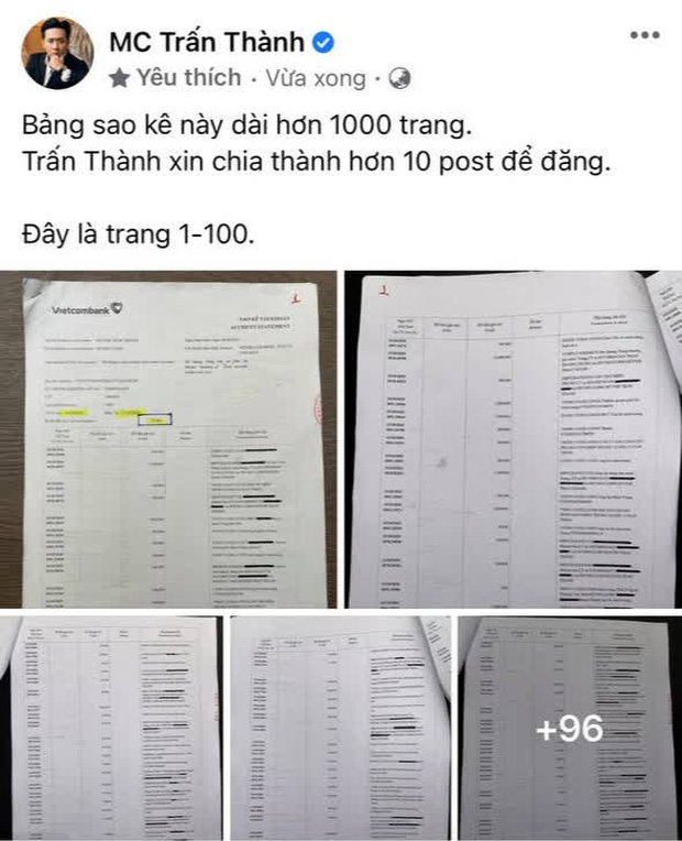 Trấn Thành sửa đến 6 lần bài đăng sao kê từ thiện sau hơn 1 giờ đăng tải, lý do là gì? - Ảnh 1.