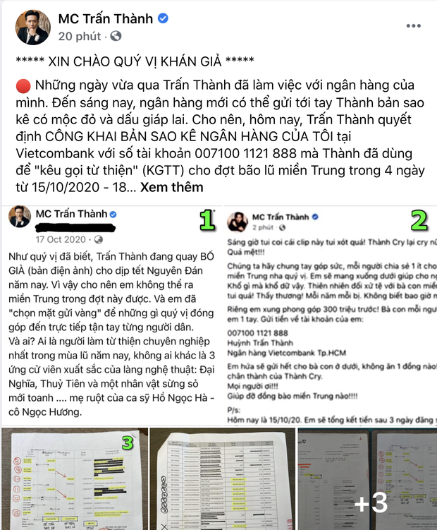 Trấn Thành sửa đến 6 lần bài đăng sao kê từ thiện sau hơn 1 giờ đăng tải, lý do là gì? - Ảnh 2.