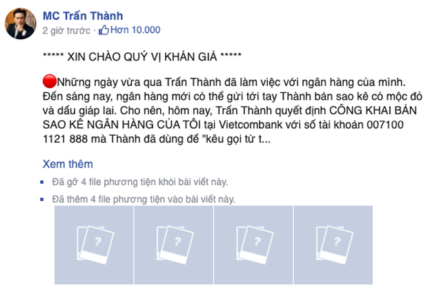 Trấn Thành sửa đến 6 lần bài đăng sao kê từ thiện sau hơn 1 giờ đăng tải, lý do là gì? - Ảnh 4.