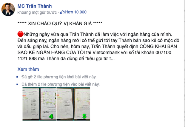 Trấn Thành sửa đến 6 lần bài đăng sao kê từ thiện sau hơn 1 giờ đăng tải, lý do là gì? - Ảnh 7.