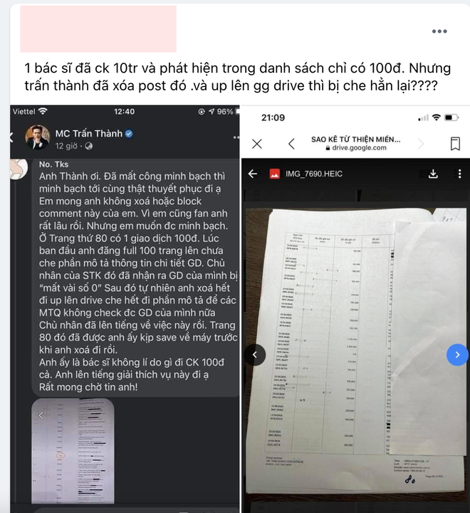 Đáng lên án: Một bác sĩ ở Cần Thơ tung tin giả, bịa đặt việc chuyển khoản Trấn Thành 10 triệu - sao kê chỉ còn 100 đồng - Ảnh 3. Đáng lên án: Một bác sĩ ở Cần Thơ tung tin giả, bịa đặt việc chuyển khoản Trấn Thành 10 triệu - sao kê chỉ còn 100 đồng - Ảnh 3.