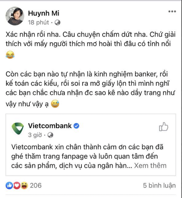 Em gái Trấn Thành mượn lời Vietcombank để “dằn mặt” người nằm mơ hoài không tỉnh và cả dân mạng nghi ngờ sao kê - Ảnh 2.