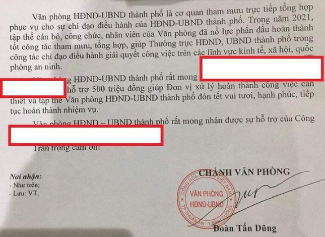 UBND TP Thuận An xin doanh nghiệp 500 triệu đón Tết: Do chánh VP nóng vội, lập tức trả - Ảnh 1.