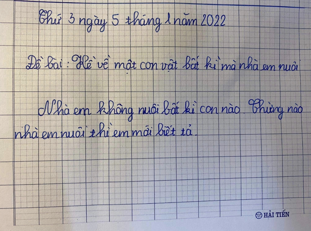 Giáo viên yêu cầu tả con vật đang nuôi trong nhà, cậu bé cợt nhả viết 2 dòng, đọc xong mà tức giùm cho cô - Ảnh 1.