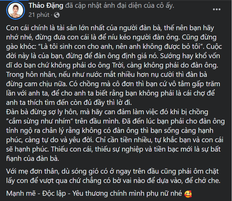 Diệp Lâm Anh tố chồng ngoại tình, Đặng Thu Thảo: Đã đến lúc phải cho đàn ông tỉnh ngộ - Ảnh 3. Diệp Lâm Anh tố chồng ngoại tình, Đặng Thu Thảo: Đã đến lúc phải cho đàn ông tỉnh ngộ - Ảnh 3.