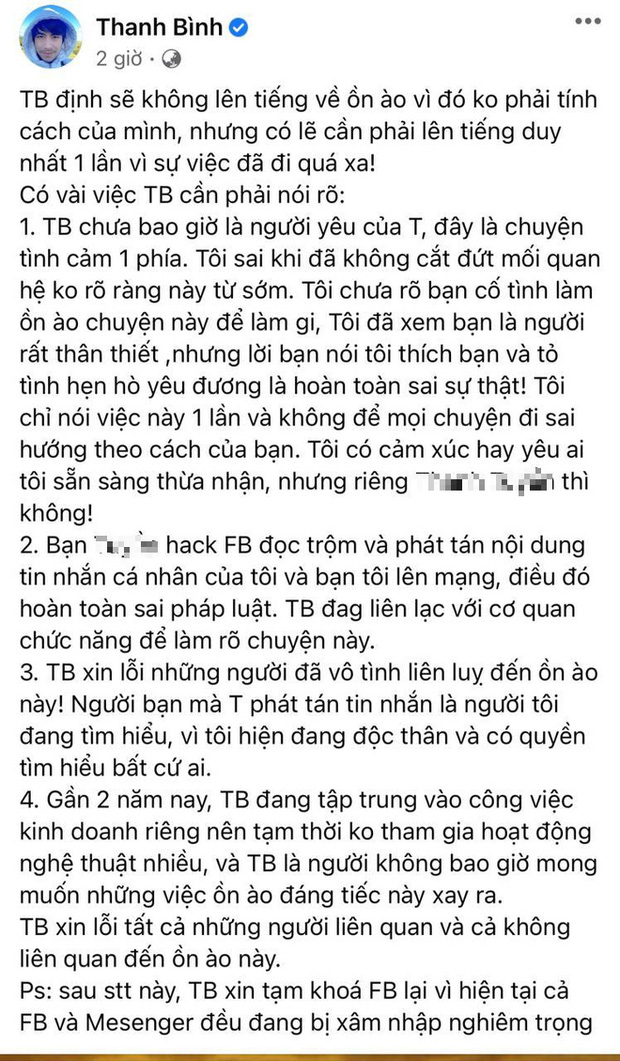 CHÍNH THỨC: Thanh Bình lên tiếng khi bị tố lăng nhăng và cặp kè nhiều cô gái, động thái quyết làm căng gây chú ý! - Ảnh 1.