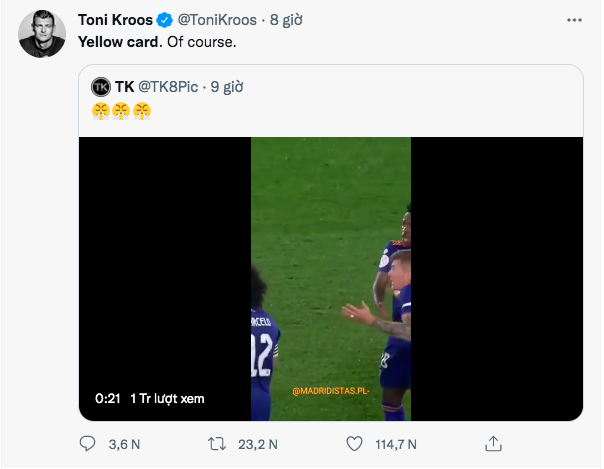 Trọng tài nhìn gà hoá cuốc, Toni Kroos giải thích khản cổ vẫn nhận thẻ vàng oan ức - Ảnh 3.