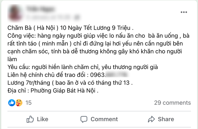 Đau đầu chuyện giúp việc ngày Tết: Trả 800k - 1,5 triệu đồng vẫn khó tìm người, lao công dọn nhà đắt sô kiếm tiền triệu mỗi ngày - Ảnh 3.