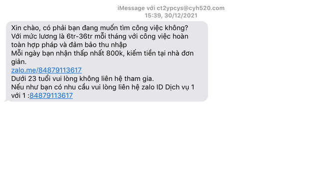 Cận Tết, xuất hiện đầy rẫy tin nhắn mời gọi tham gia đa cấp với thu nhập khủng trên iMessage, người dùng dễ mắc bẫy?  - Ảnh 4.