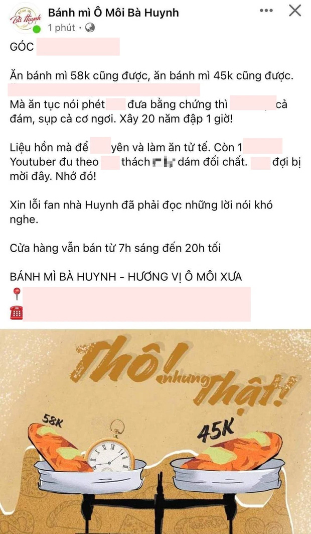 Tiếp vụ bánh mì Huỳnh Hoa: Đại diện bà Huynh xưng tao, phát ngôn thô tục, đe doạ 1 YouTuber và đòi đánh sập cơ ngơi 20 năm? - Ảnh 2.