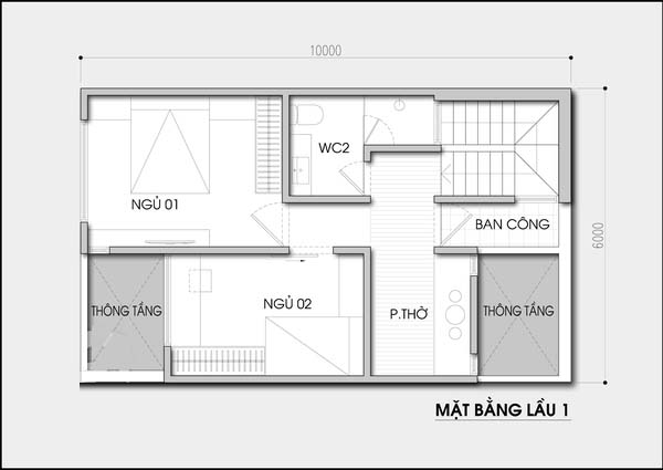 Thiết kế nhà 2 tầng hiện đại cho mảnh đất vuông vắn - Ảnh 2.