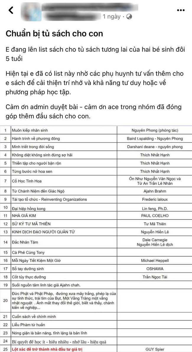 Vụ ông bố Hà Nội chuẩn bị nguyên tủ sách nhân sinh cho con 5 tuổi: Đọc xong chắc mất hết tuổi thơ  - Ảnh 1.