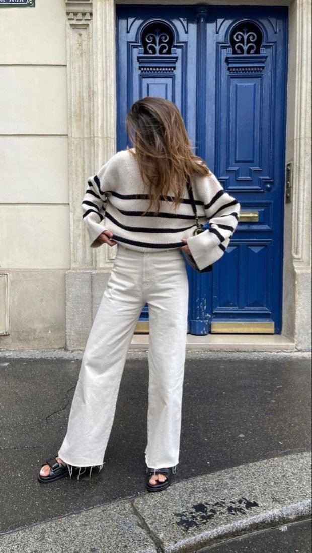 Học các cô nàng Pháp cách mặc đẹp quần jeans trắng - Ảnh 1.
