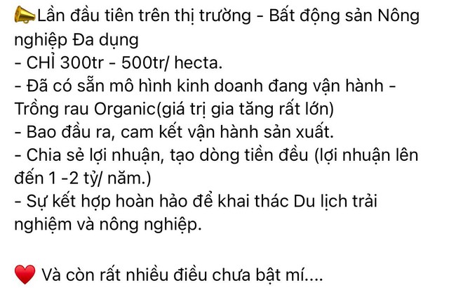  Thị trường xuất hiện chào bán loại đất nền lạ, bỏ ra nửa tỷ đồng, cam kết vận hành sản xuất, chia sẻ lợi nhuận 1-2 tỷ đồng/năm  - Ảnh 1.