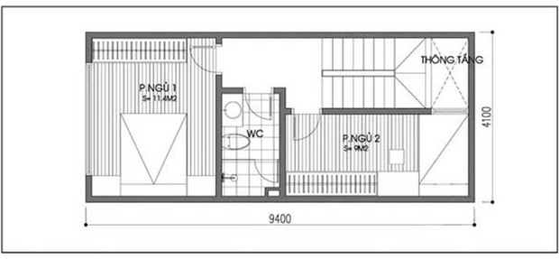 Cải tạo nhà 39m², khắc phục phòng ngủ nhỏ, ban công quá rộng - Ảnh 2.