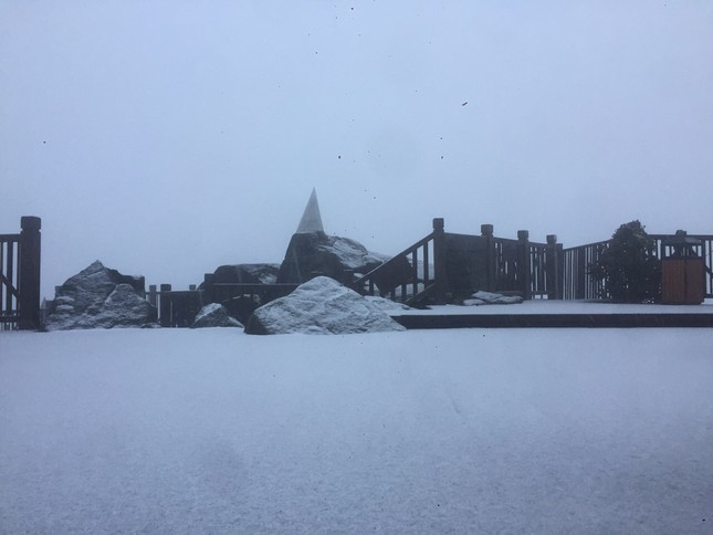 Mưa tuyết xuất hiện trên đỉnh Fansipan - Ảnh 3.