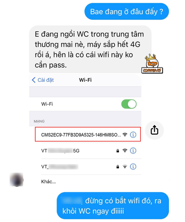 Cô gái ngồi trong WC công cộng định bắt wifi, người yêu lập tức cảnh báo mối nguy hiểm cận kề - Ảnh 1.