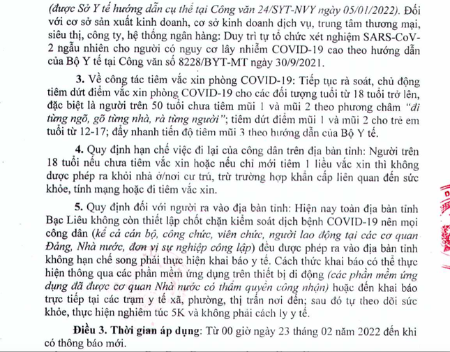  Chủ tịch Bạc Liêu nói gì việc người trên 18 tuổi chưa tiêm đủ vắc xin không được ra đường?  - Ảnh 2.