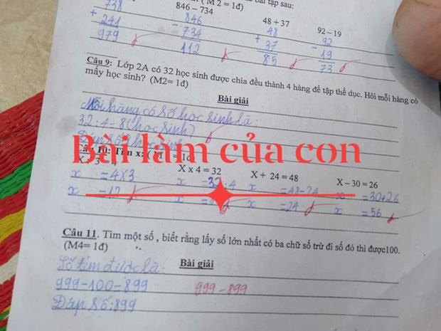 Bài Toán cấp một: “999 - 100 = 899” bị giáo viên chấm sai, đọc lời giải thích của cô mà ngỡ ngàng - Ảnh 1.