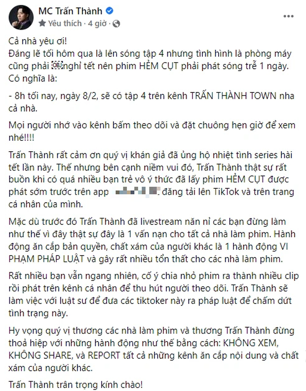 Mới ngày đầu năm, Trấn Thành đã tuyên bố nhờ pháp luật xử lý các TikToker, chuyện gì xảy ra thế này? - Ảnh 1.